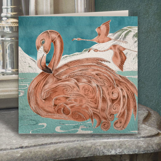 Flamingos Greeting Card - Belle Design