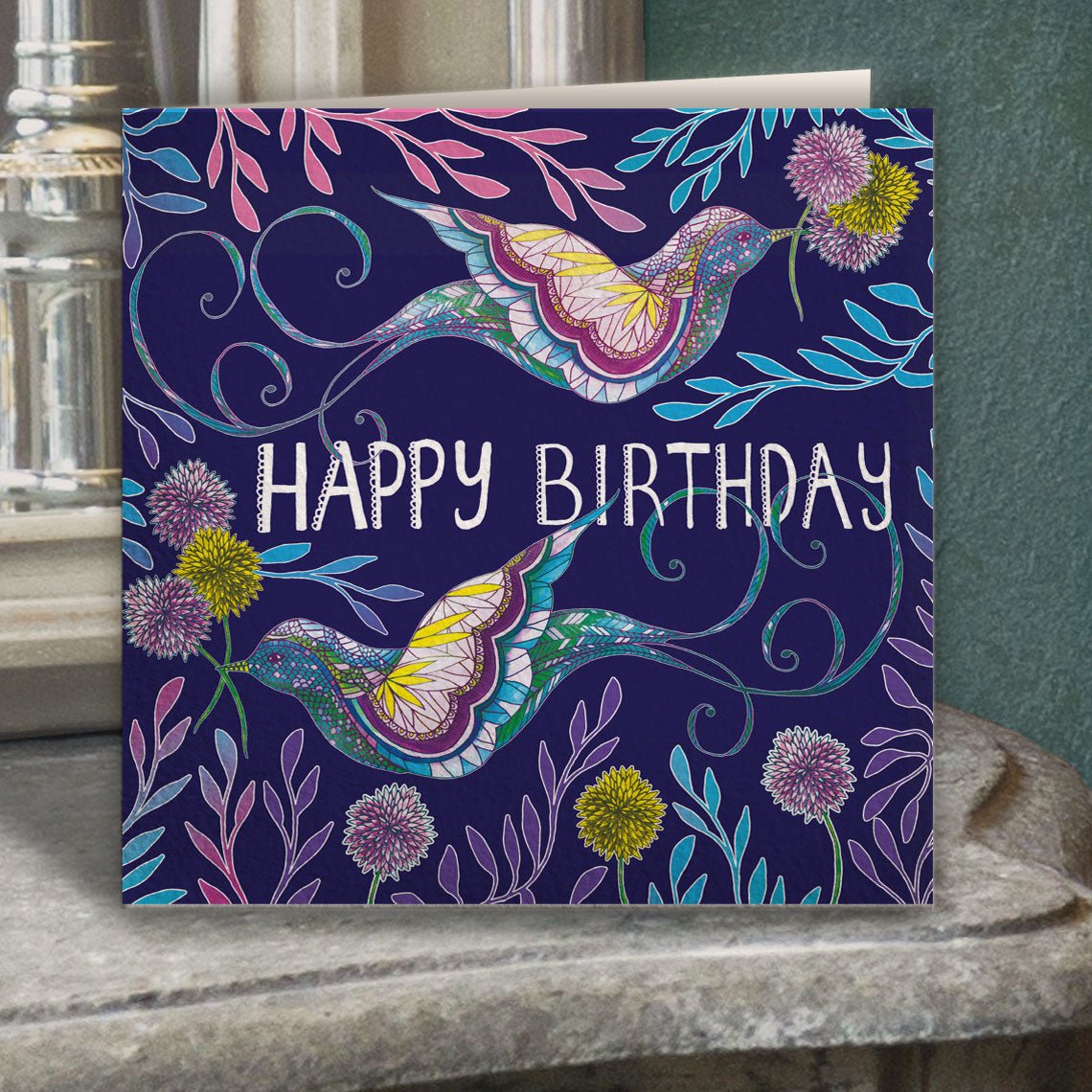 Happy Birthday Birds Greeting Card Blue - Belle Design