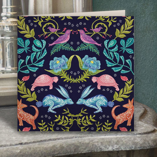 Hare and Tortoise Greeting Card - Belle Design