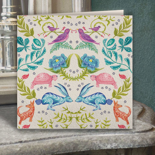 Hare and Tortoise Greeting Card Cream - Belle Design