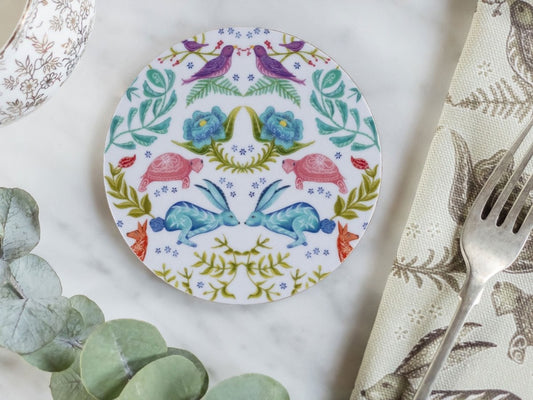 Original 'Hare and Tortoise Design Coaster' White - Belle Design