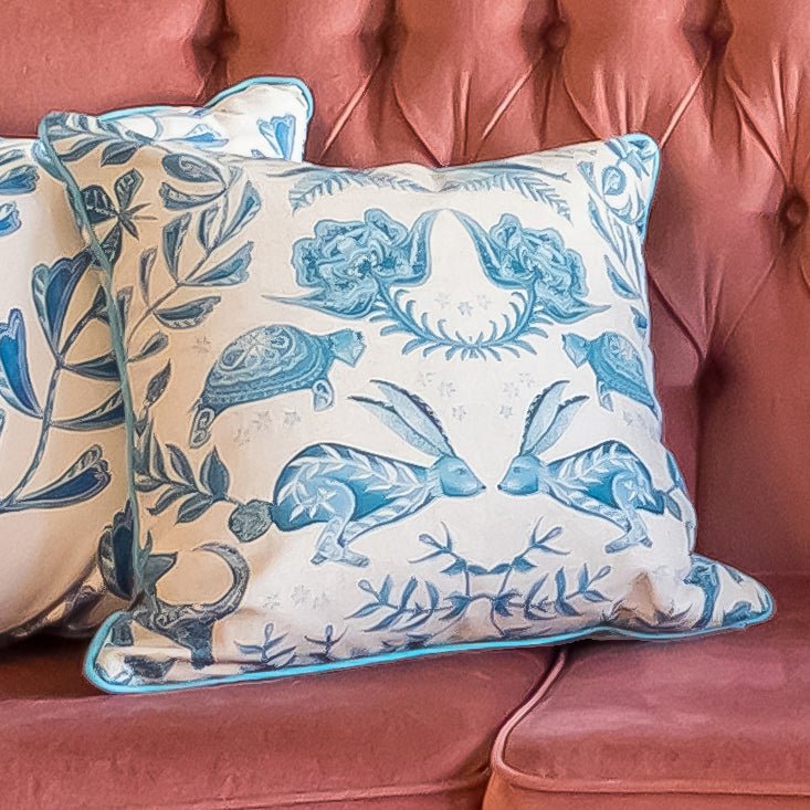 Original 'Hare and Tortoise Design' Cushion Two Tone - Belle Design