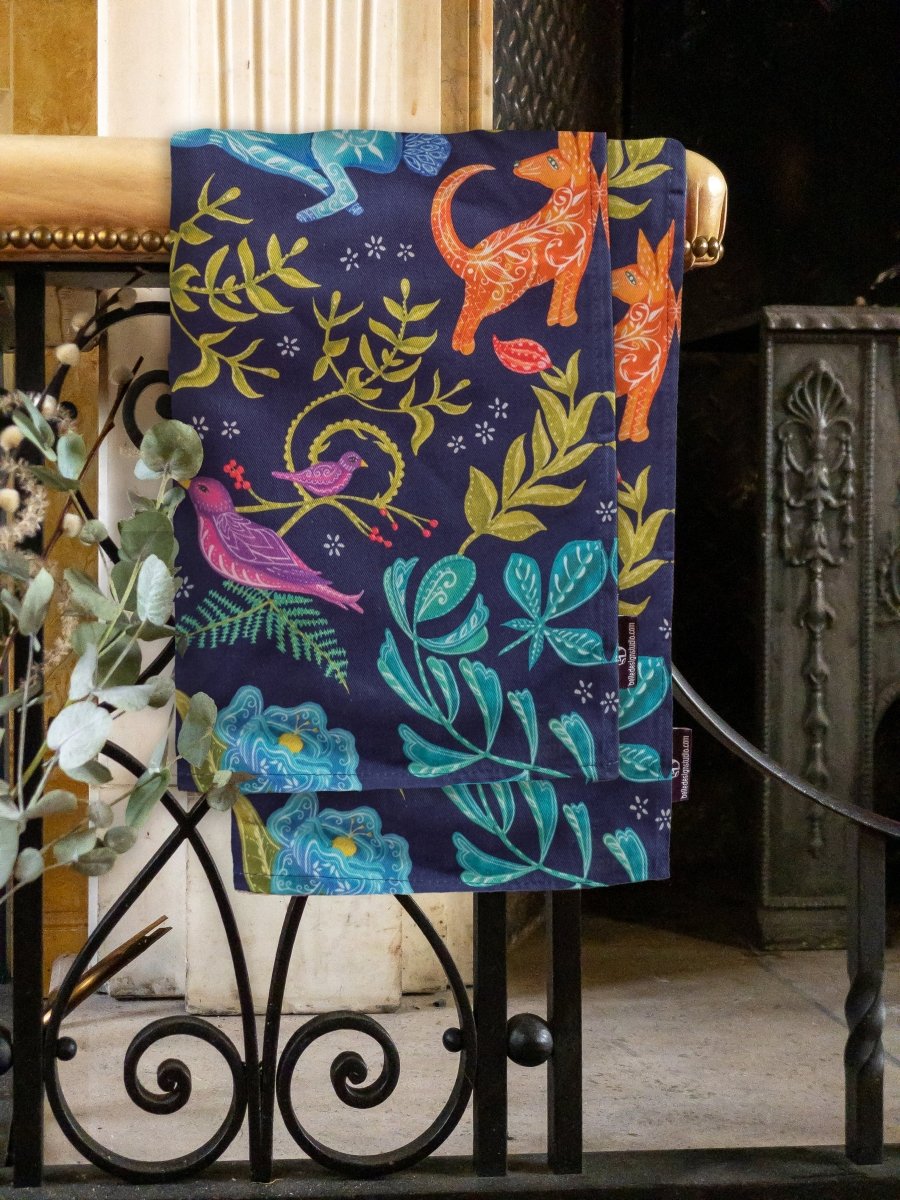 Original 'Hare and Tortoise Design Tea Towel' Navy - Belle Design