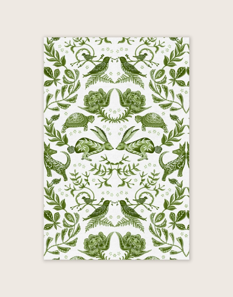 Original 'Hare and Tortoise Design Tea Towel' Single Colour Print - Belle Design