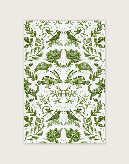 Original 'Hare and Tortoise Design Tea Towel' Single Colour Print - Belle Design