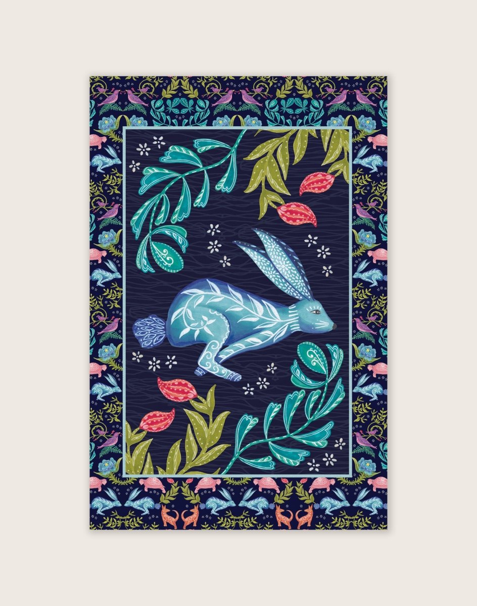 Original Hare Design Tea Towel Navy - Belle Design