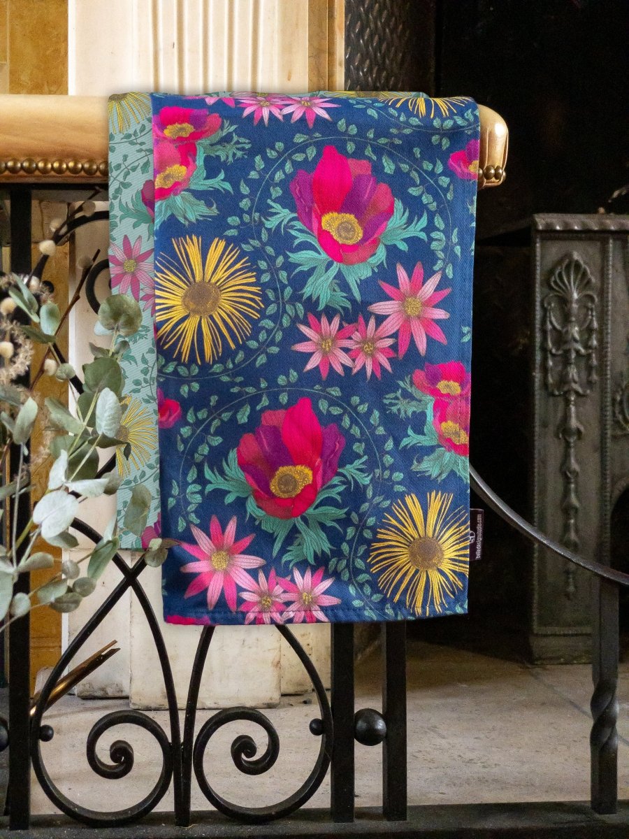 Original Inula Floral Design Tea Towel Navy - Belle Design