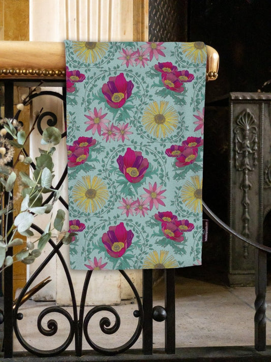 Original Inula Floral Design Tea Towel Sea Green - Belle Design