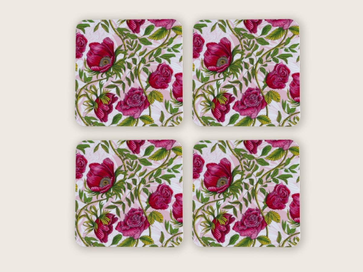 Original 'Poppy Rose' Design Coaster - Belle Design