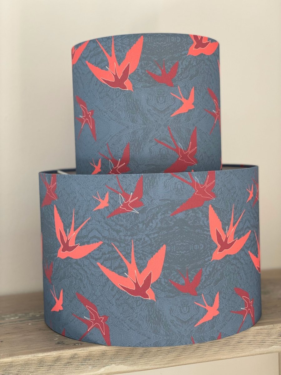 Original 'Swooping Swallows Dusk' Lampshade - Belle Design