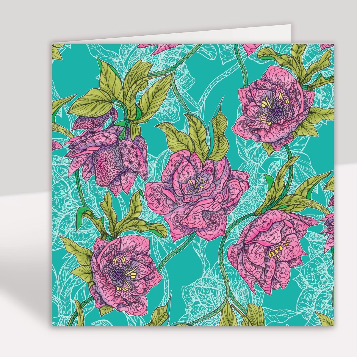 Strawberry Rose Botanical Greeting Card - Belle Design