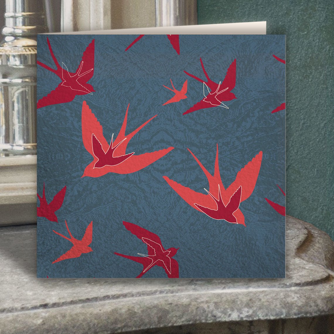 Swooping Swallows Dusk Greeting Card - Belle Design