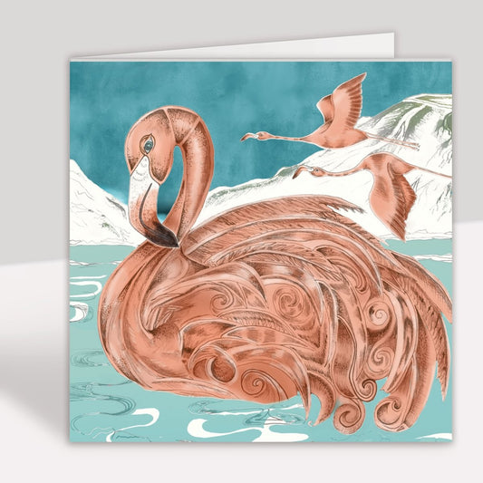Flamingos Greeting Card - Belle Design