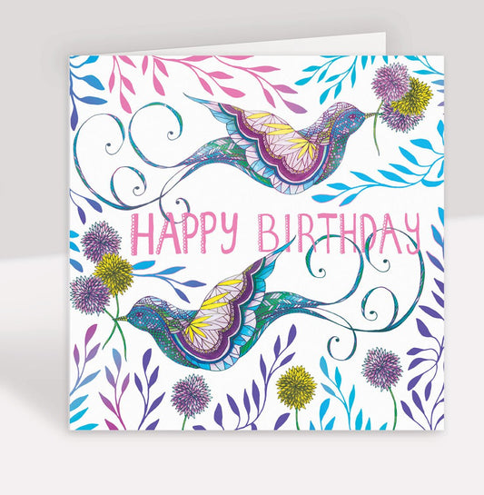 Happy Birthday Birds Greeting Card - Belle Design