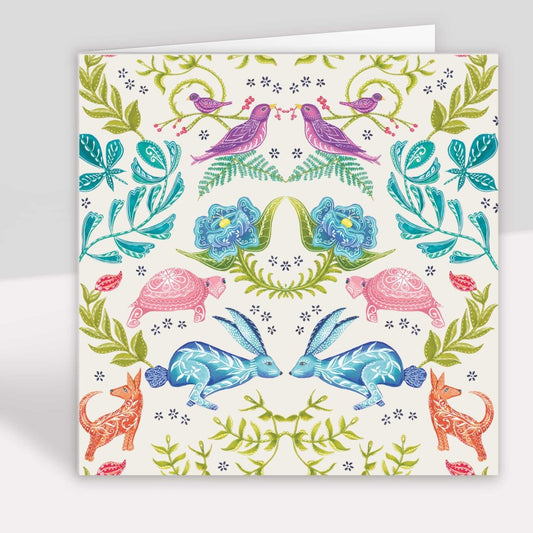 Hare and Tortoise Greeting Card Cream - Belle Design