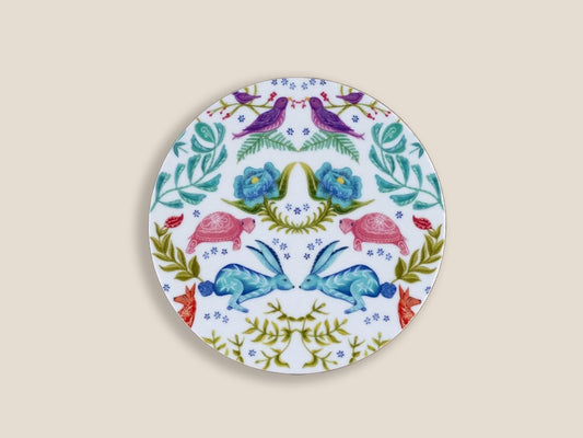 Original 'Hare and Tortoise Design Coaster' White - Belle Design
