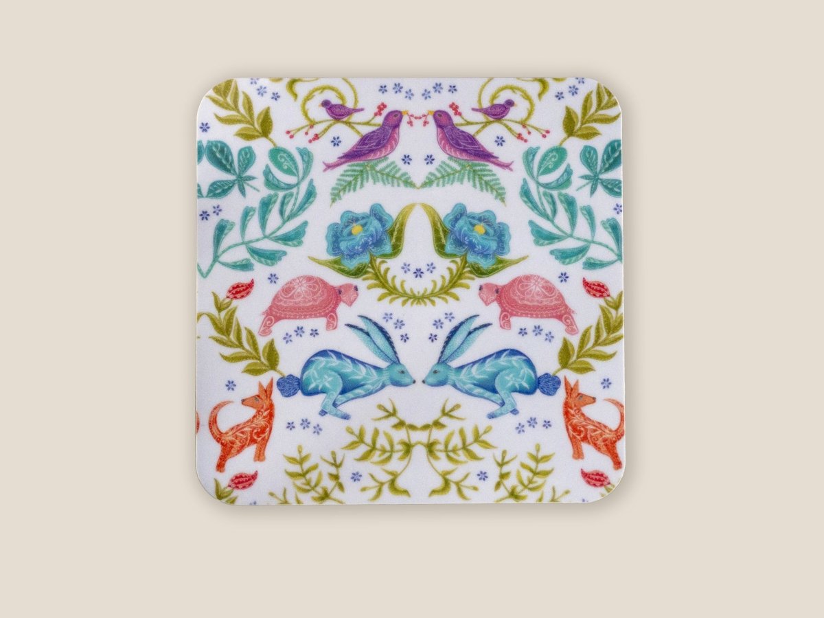 Original 'Hare and Tortoise Design Coaster' White - Belle Design