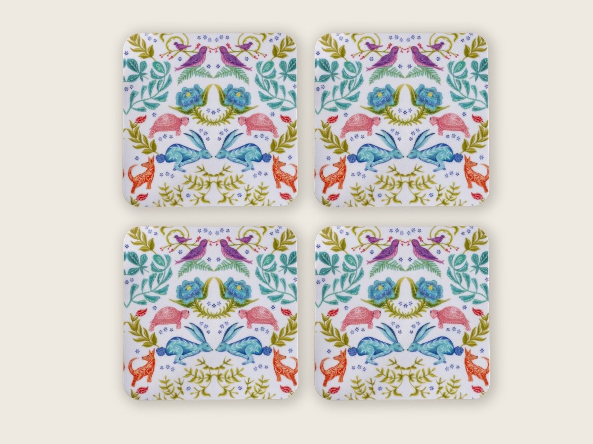 Original 'Hare and Tortoise Design Coaster' White - Belle Design
