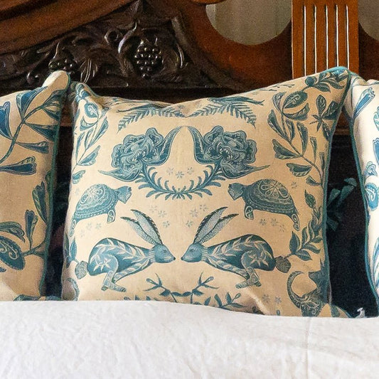 Original 'Hare and Tortoise Design' Cushion Two Tone - Belle Design