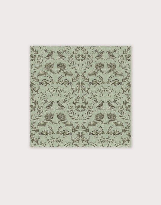 Original Hare and Tortoise Design Napkin in Sage - Belle Design