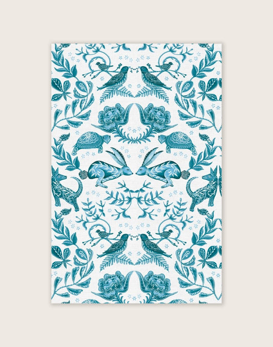 Original 'Hare and Tortoise Design Tea Towel' Single Colour Print - Belle Design