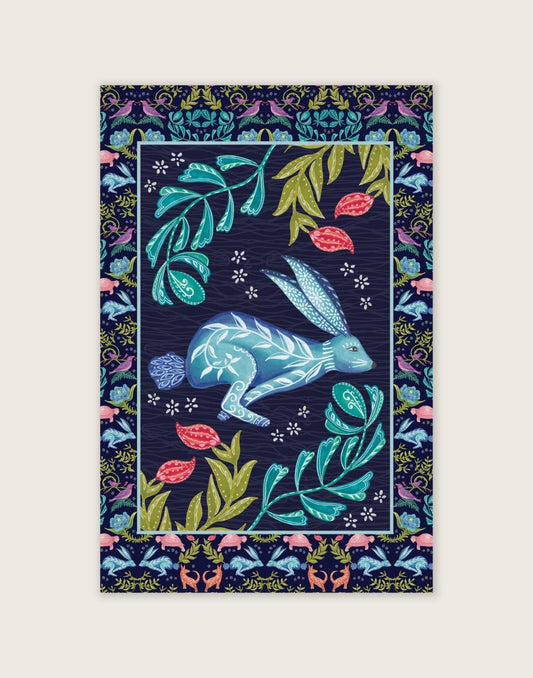 Original Hare Design Tea Towel Navy - Belle Design