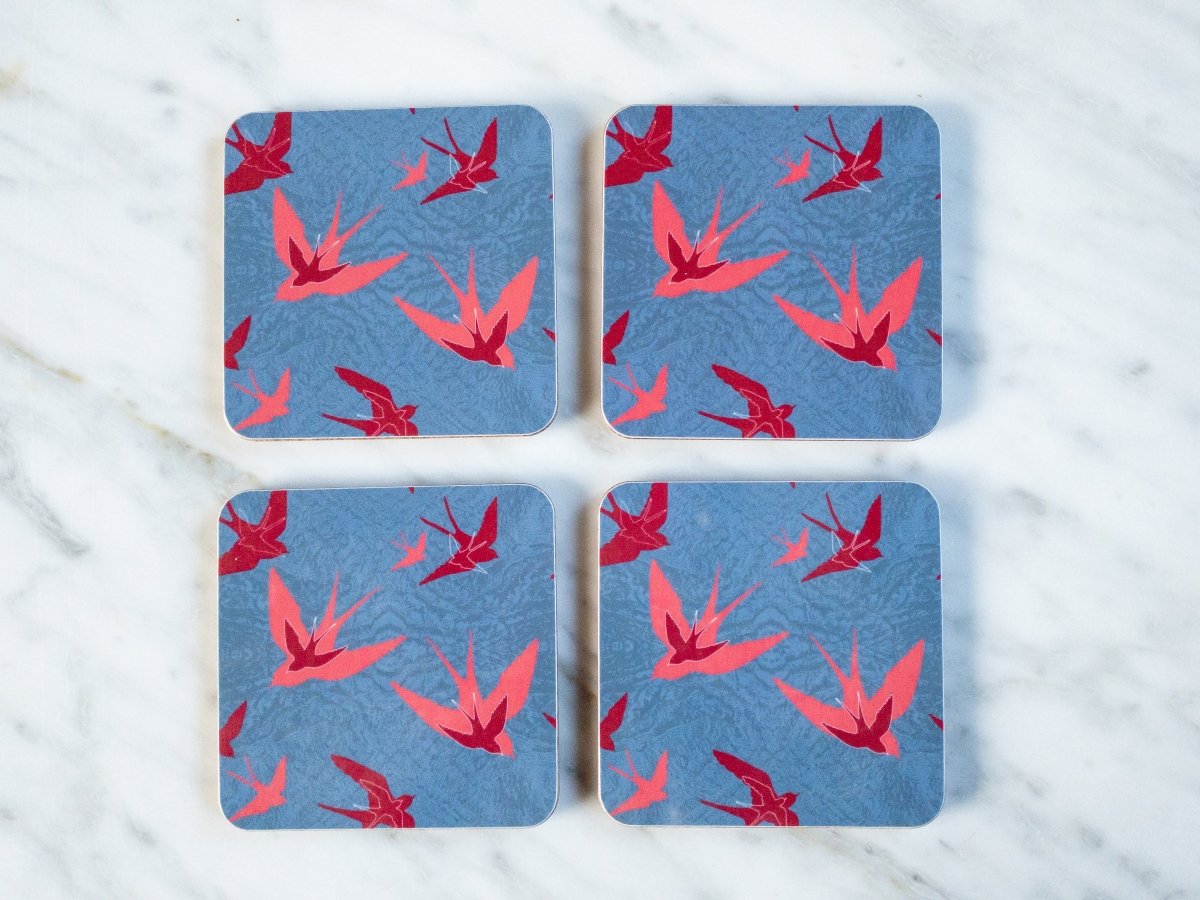Original 'Swooping Swallows Dusk' Design Coasters - Belle Design