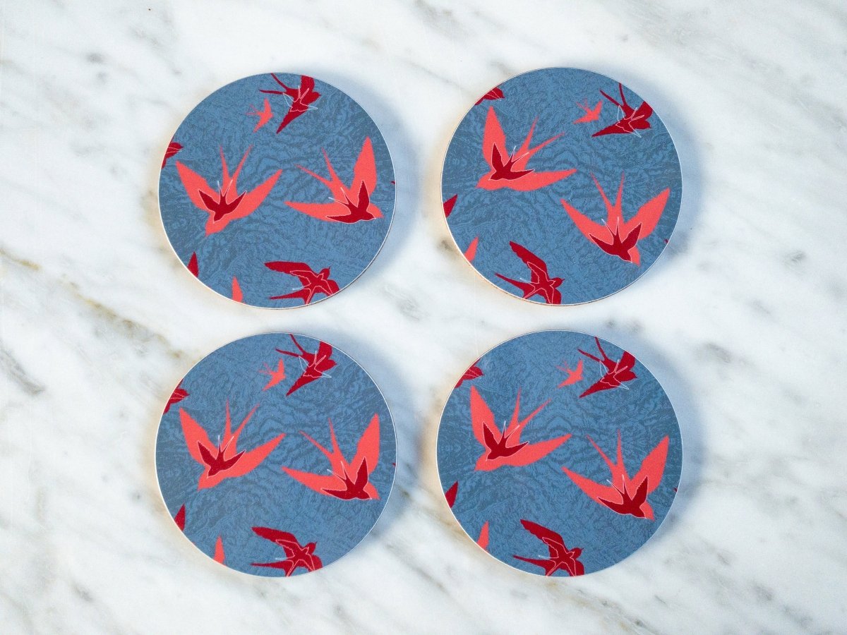 Original 'Swooping Swallows Dusk' Design Coasters - Belle Design