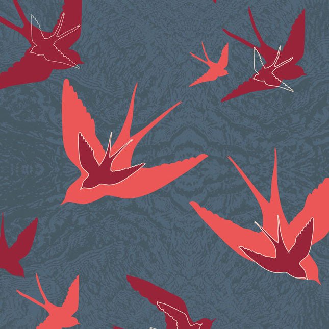 Original Swooping Swallows Night Design Fabric - Belle Design