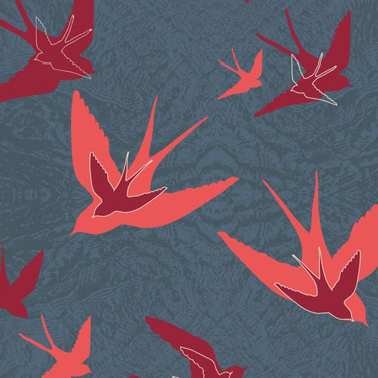 Original Swooping Swallows Night Design Fabric - Belle Design
