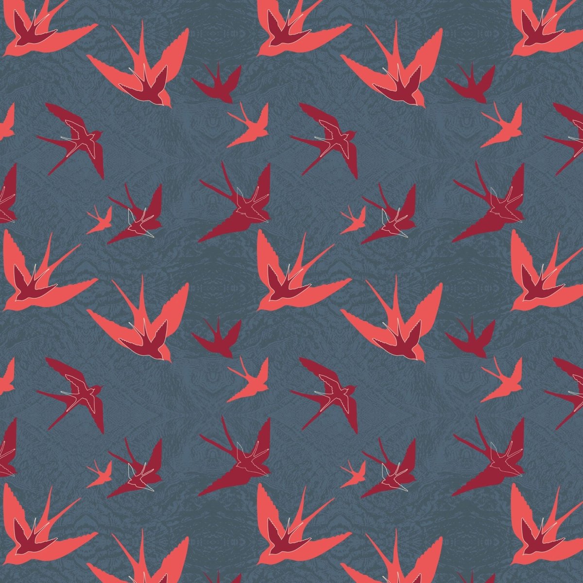 Original Swooping Swallows Night Design Fabric - Belle Design