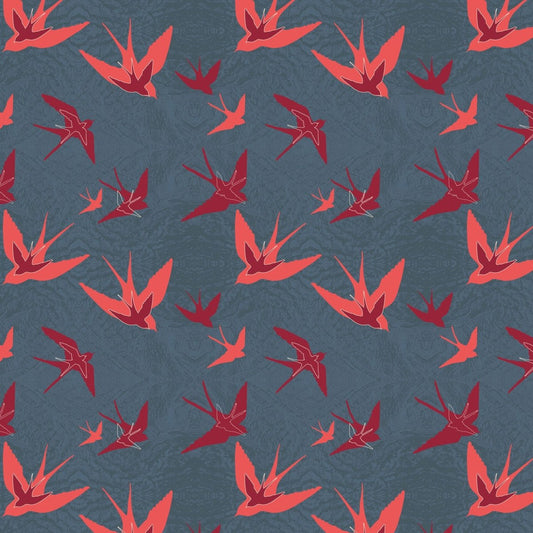 Original Swooping Swallows Night Design Fabric - Belle Design