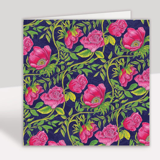 Poppy Rose Botanical Greeting Card - Belle Design