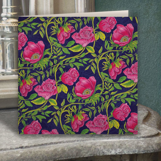 Poppy Rose Botanical Greeting Card - Belle Design