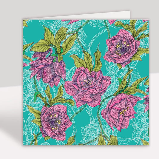 Strawberry Rose Botanical Greeting Card - Belle Design
