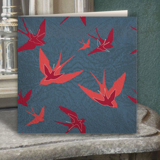 Swooping Swallows Dusk Greeting Card - Belle Design